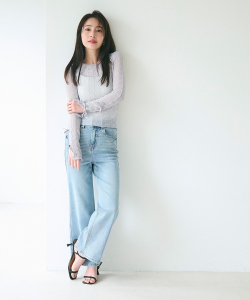 coca(coca)(コカ)の「リボンシアーメッシュトップス(Tシャツ/カットソー・レディース・ブラック/グレー/ライトグレー・S/M/L)」の17枚目の写真