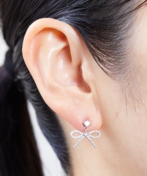 Zoule ゾーラ:ネイビーシリーズ ballet ribbon リボン ピアス