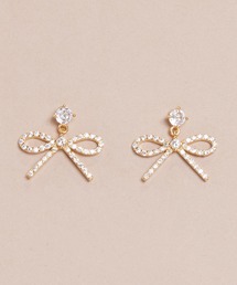 Zoule ゾーラ：ネイビーシリーズ　ballet ribbon　リボン　ピアス