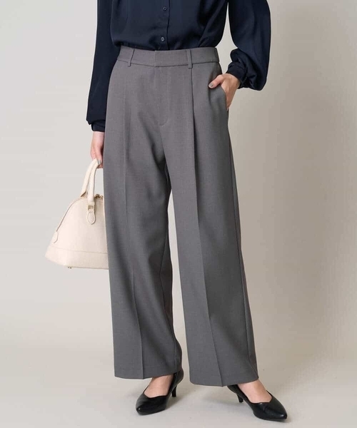 【洗える/イージーケア/UVカット/ストレッチ】スカルノテックスストレートワイドパンツ（その他パンツ）｜a.v.v（アーヴェヴェ） 7,490円