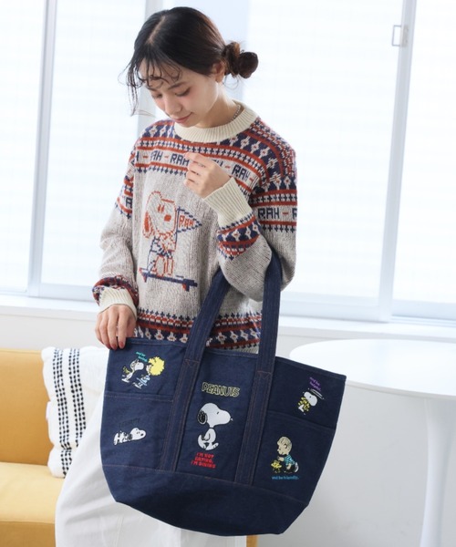 PEANUTS(ピーナッツ)の「PEANUTS 刺繍トートバッグ(トートバッグ・レディース・アイボリー/ライトインディゴブルー/インディゴブルー・FREE)」の9枚目の写真