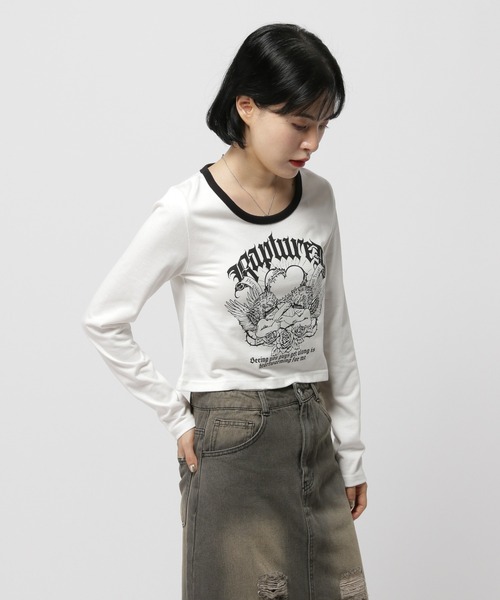 3.3 Field Trip （3.3フィールドトリップ）の「3.3 Field Trip／パンクプリントロングスリーブ（Tシャツ/カットソー・レディース・ブラック/ホワイト・FREE）」の21枚目の写真