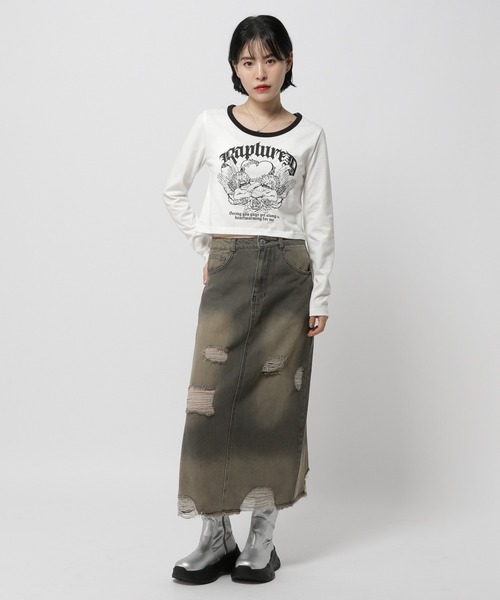 3.3 Field Trip （3.3フィールドトリップ）の「3.3 Field Trip／パンクプリントロングスリーブ（Tシャツ/カットソー・レディース・ブラック/ホワイト・FREE）」の19枚目の写真