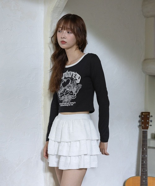 3.3 Field Trip （3.3フィールドトリップ）の「3.3 Field Trip／パンクプリントロングスリーブ（Tシャツ/カットソー・レディース・ブラック/ホワイト・FREE）」の18枚目の写真