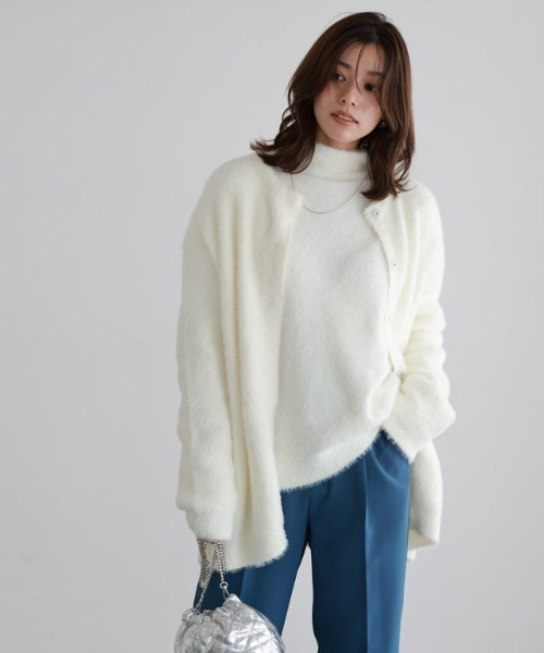 Pierrot（ピエロ）の「ショートシャギーコーディガン（その他アウター・レディース・イエロー/オフホワイト/ベージュ/チャコール・S/M/L）」の19枚目の写真