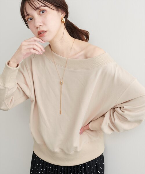 natural couture(ナチュラルクチュール)の「オフショルにもなる2way裏毛プルオーバー(Tシャツ/カットソー・レディース・スミクロ/ブラウン/ボルドー/ライトベージュ/サックスブルー・FREE)」の21枚目の写真