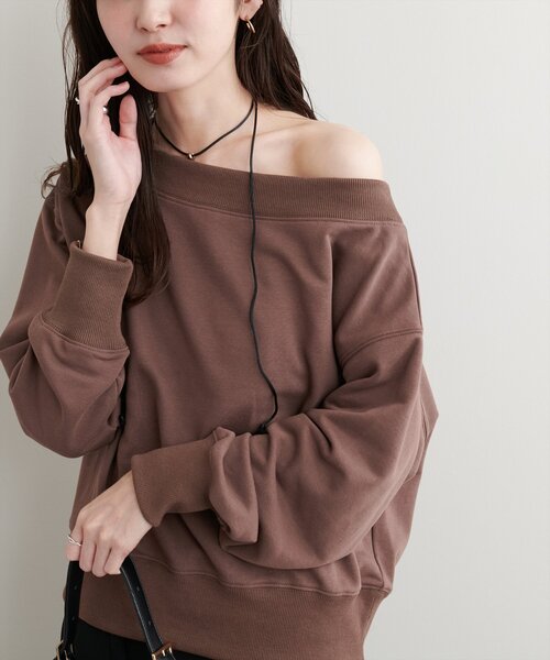 【新品】裏毛オフショルオーバーサイズトップス ココディール ＼SALE30%OFF+2点購入で10%OFFクーポン有／土日も