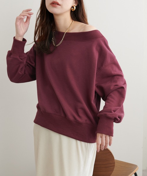 セール】オフショルにもなる2way裏毛プルオーバー（Tシャツ/カットソー