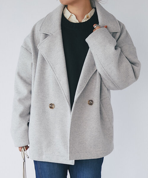 un dix cors（アンディコール）の「《サイズ展開あり！MIKI's企画》襟付きミドルコート（ピーコート・レディース・グレー/ネイビー/モカ・FREE/S）」の4枚目の写真