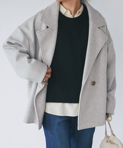 un dix cors（アンディコール）の「《サイズ展開あり！MIKI's企画》襟付きミドルコート（ピーコート・レディース・グレー/ネイビー/モカ・FREE/S）」の5枚目の写真