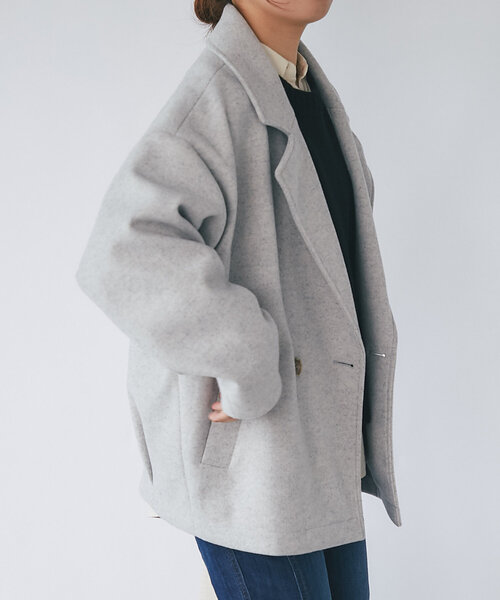 un dix cors（アンディコール）の「《サイズ展開あり！MIKI's企画》襟付きミドルコート（ピーコート・レディース・グレー/ネイビー/モカ・FREE/S）」の6枚目の写真