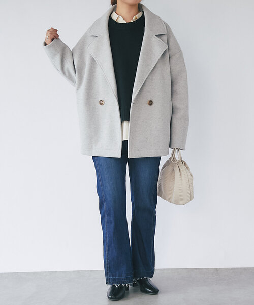 un dix cors（アンディコール）の「《サイズ展開あり！MIKI's企画》襟付きミドルコート（ピーコート・レディース・グレー/ネイビー/モカ・FREE/S）」の9枚目の写真