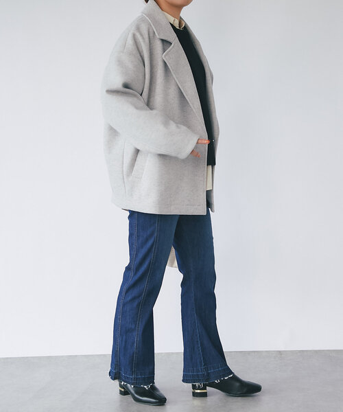 un dix cors（アンディコール）の「《サイズ展開あり！MIKI's企画》襟付きミドルコート（ピーコート・レディース・グレー/ネイビー/モカ・FREE/S）」の10枚目の写真