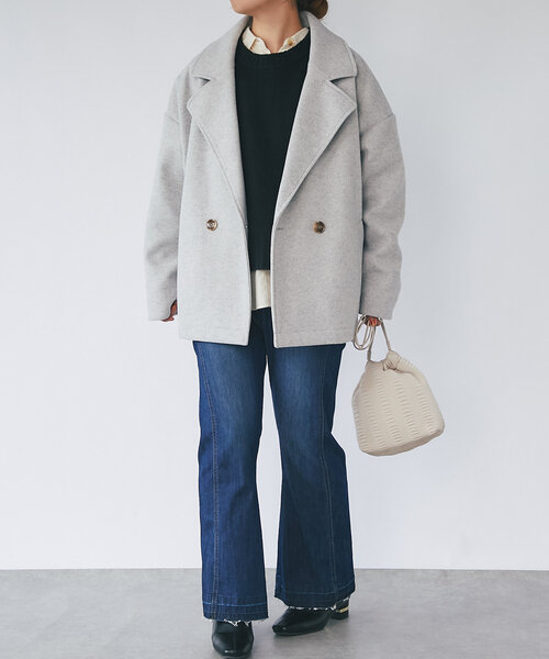 un dix cors（アンディコール）の「《サイズ展開あり！MIKI's企画》襟付きミドルコート（ピーコート・レディース・グレー/ネイビー/モカ・FREE/S）」の12枚目の写真