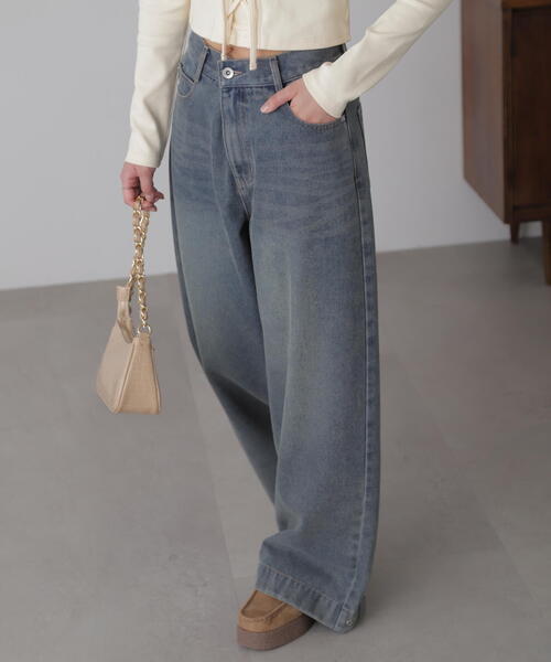 FREE'S MART（フリーズマート）の「◆裾ボタン2WAYバギーデニム（デニムパンツ・レディース・ブラック系その他/ブルー系その他3・MEDIUM/SMALL）」の13枚目の写真