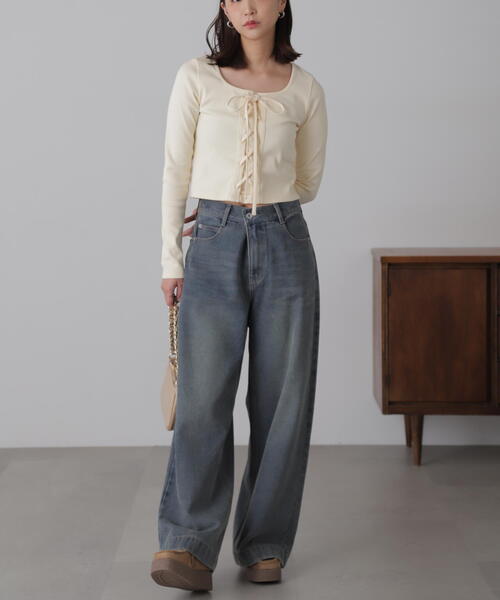 FREE'S MART（フリーズマート）の「◆裾ボタン2WAYバギーデニム（デニムパンツ・レディース・ブラック系その他/ブルー系その他3・MEDIUM/SMALL）」の22枚目の写真