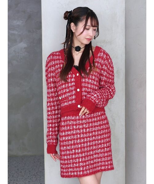 EATME(イートミー)の「ツイードライクニットスカート(セットアップ可能)(スカート・レディース・ネイビー/レッド/オフホワイト/ブラック・FREE)」の8枚目の写真