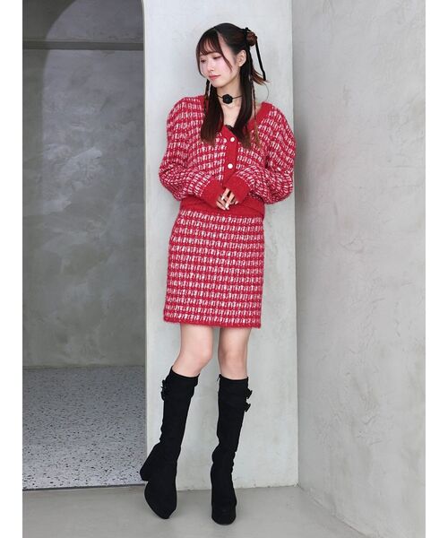 EATME(イートミー)の「ツイードライクニットスカート(セットアップ可能)(スカート・レディース・ネイビー/レッド/オフホワイト/ブラック・FREE)」の10枚目の写真