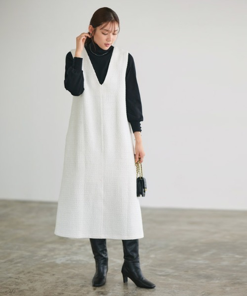 Pierrot（ピエロ）の「2wayツイードジャンパースカート（ジャンパースカート・レディース・ブラック/オフホワイト・L/M/PM）」の22枚目の写真