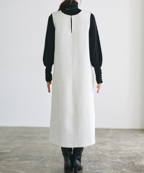 Pierrot（ピエロ）の「2wayツイードジャンパースカート（ジャンパースカート・レディース・ブラック/オフホワイト・L/M/PM）」の10枚目の写真