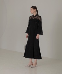 LEJA】リーフししゅうフレアスリーブパールボレロマーメイドドレス