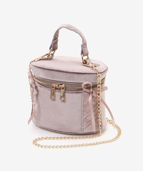 MAJESTIC LEGON（マジェスティックレゴン）の「レースアップベロアバニティバッグ（ショルダーバッグ・レディース・モカ/アイボリー・FREE）」の12枚目の写真