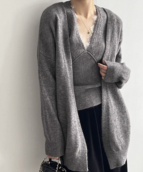 Miniministore(ミニミニストア)の「Vネックタンク ニットカーディガンセット(ニット/セーター・レディース・ベージュ/ライトベージュ/ブラック/ダークグレー・FREE)」の12枚目の写真
