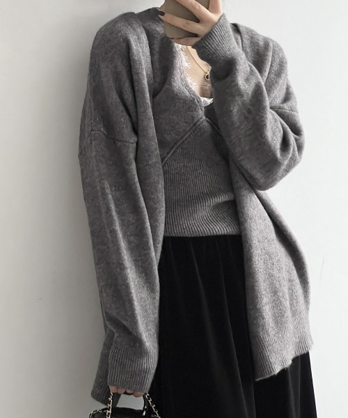 Miniministore(ミニミニストア)の「Vネックタンク ニットカーディガンセット(ニット/セーター・レディース・ベージュ/ライトベージュ/ブラック/ダークグレー・FREE)」の13枚目の写真