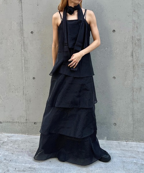 Kastane カスタネ Tulle layered bare dress オケージョンドレス/結婚式】Tulle layered bare dress