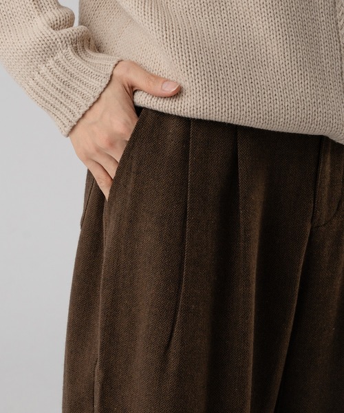 Adoon plain(アドーンプレーン)の「ヘリンボーンバレルレッグワイドパンツ(スラックス・メンズ・ブラウン/チャコールグレー・LARGE/MEDIUM)」の16枚目の写真