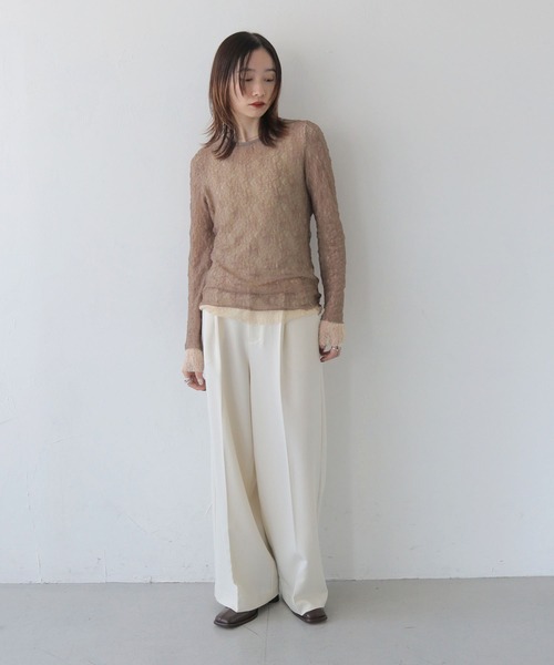 CLEIO（クレイオ）の「【CLEIO】レイヤードデザインレーストップス（Tシャツ/カットソー・レディース・ブラック/ベージュ・FREE）」の3枚目の写真