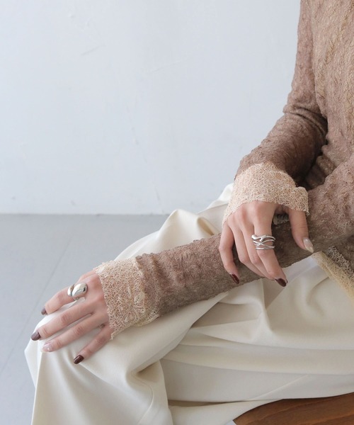 CLEIO（クレイオ）の「【CLEIO】レイヤードデザインレーストップス（Tシャツ/カットソー・レディース・ブラック/ベージュ・FREE）」の8枚目の写真