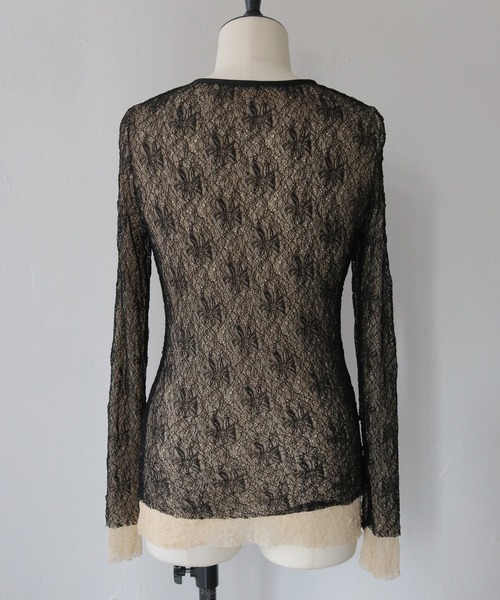 CLEIO（クレイオ）の「【CLEIO】レイヤードデザインレーストップス（Tシャツ/カットソー・レディース・ブラック/ベージュ・FREE）」の16枚目の写真