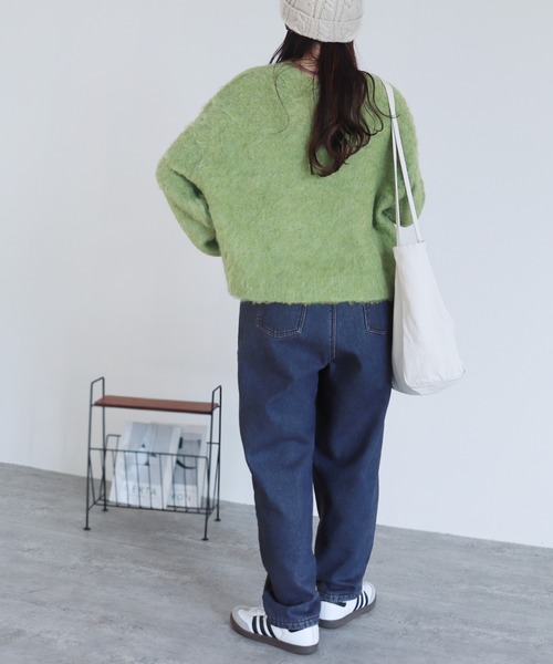 reca（レカ）の「裏起毛ボンディング タックデニムパンツ（デニムパンツ・レディース・ネイビー・M/L）」の11枚目の写真