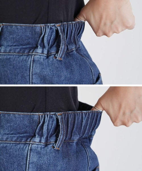 reca（レカ）の「裏起毛ボンディング タックデニムパンツ（デニムパンツ・レディース・ネイビー・M/L）」の22枚目の写真