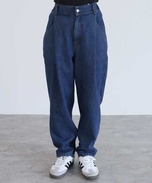 reca（レカ）の「裏起毛ボンディング タックデニムパンツ（デニムパンツ・レディース・ネイビー・M/L）」の13枚目の写真