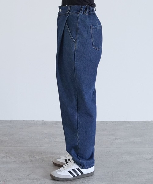 reca（レカ）の「裏起毛ボンディング タックデニムパンツ（デニムパンツ・レディース・ネイビー・M/L）」の14枚目の写真