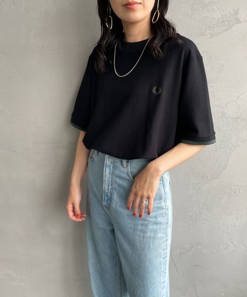 FRED PERRY フレッドペリー　別注 ワンポイントロゴ刺繍 鹿の子Tシャツ FINEBOYS 9月号掲載】[FRED PERRY/フレッドペリー] 別注 ワン