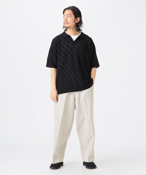 B:MING by BEAMS（ビーミングバイビームス）の「12ゲージ アーガイル スキッパー ポロシャツ（ポロシャツ・メンズ・ホワイト系その他5/ブラック・S/M/L/XL）」の4枚目の写真