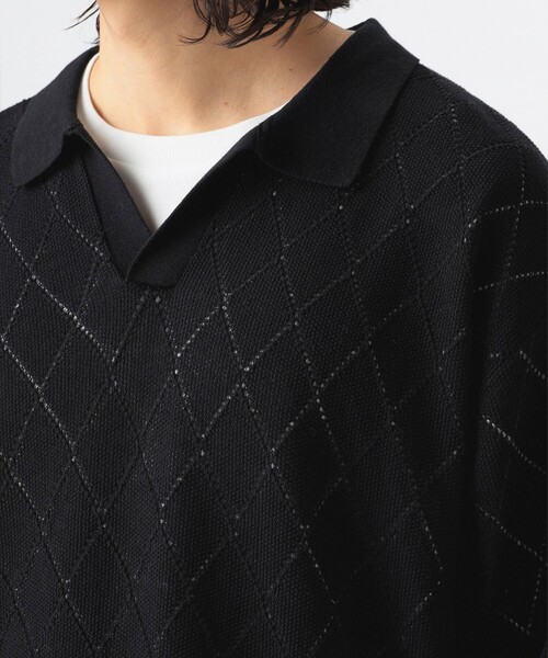 B:MING by BEAMS（ビーミングバイビームス）の「12ゲージ アーガイル スキッパー ポロシャツ（ポロシャツ・メンズ・ホワイト系その他5/ブラック・S/M/L/XL）」の8枚目の写真