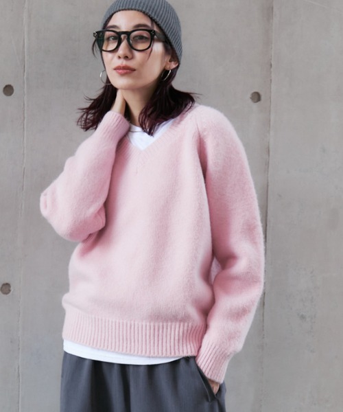 Auntie Rosa Holiday（アンティローザホリデー）の「ラグランVネックニットプルオーバー（ニット/セーター・レディース・ピンク/ブルー/ブラック/ダークグレー・FREE）」の4枚目の写真