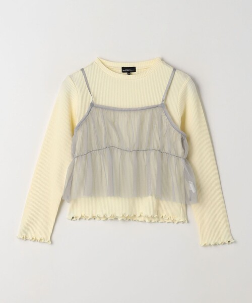 green label relaxing(グリーンレーベルリラクシング)の「チュールキャミ+プルオーバー ロングスリーブ / キッズ 100cm-130cm(Tシャツ/カットソー・キッズ・オフホワイト/ライトブルー・100cm/110cm/120cm/130cm)」の2枚目の写真