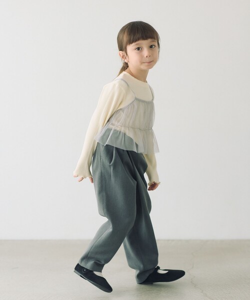 green label relaxing(グリーンレーベルリラクシング)の「チュールキャミ+プルオーバー ロングスリーブ / キッズ 100cm-130cm(Tシャツ/カットソー・キッズ・オフホワイト/ライトブルー・100cm/110cm/120cm/130cm)」の4枚目の写真