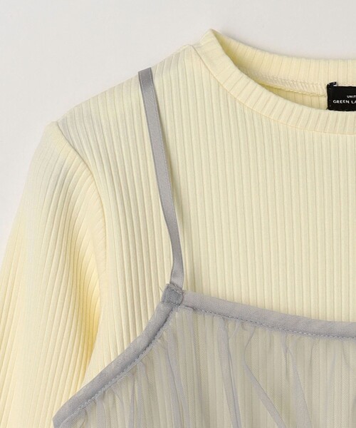 green label relaxing(グリーンレーベルリラクシング)の「チュールキャミ+プルオーバー ロングスリーブ / キッズ 100cm-130cm(Tシャツ/カットソー・キッズ・オフホワイト/ライトブルー・100cm/110cm/120cm/130cm)」の7枚目の写真