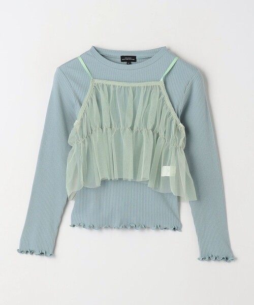green label relaxing(グリーンレーベルリラクシング)の「チュールキャミ+プルオーバー ロングスリーブ / キッズ 100cm-130cm(Tシャツ/カットソー・キッズ・オフホワイト/ライトブルー・100cm/110cm/120cm/130cm)」の14枚目の写真