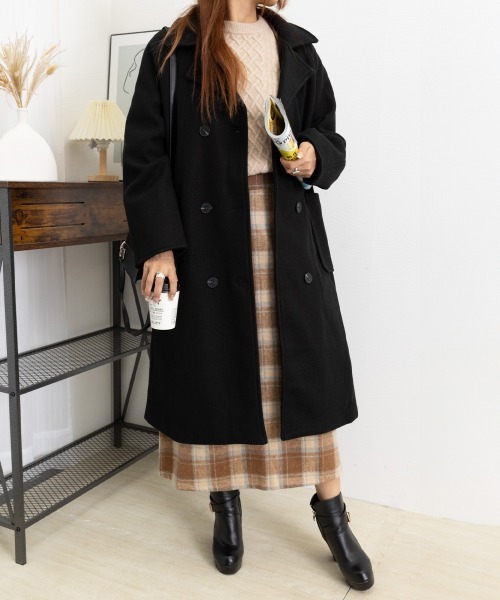 Miniministore(ミニミニストア)の「中綿 チェスターコート レディース 韓国風(トレンチコート・レディース・ブラック/ダークグレー・2XL/L/XL)」の20枚目の写真