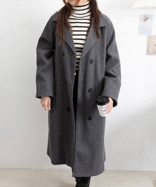 Miniministore(ミニミニストア)の「中綿 チェスターコート レディース 韓国風(トレンチコート・レディース・ブラック/ダークグレー・2XL/L/XL)」の9枚目の写真