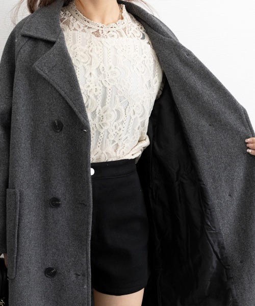 Miniministore(ミニミニストア)の「中綿 チェスターコート レディース 韓国風(トレンチコート・レディース・ブラック/ダークグレー・2XL/L/XL)」の11枚目の写真