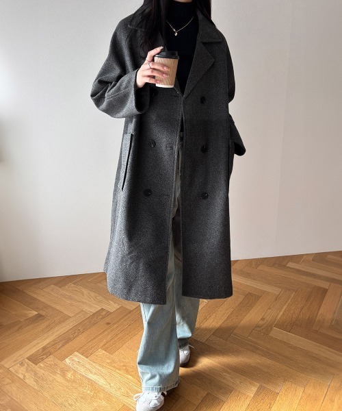 Miniministore(ミニミニストア)の「中綿 チェスターコート レディース 韓国風(トレンチコート・レディース・ブラック/ダークグレー・2XL/L/XL)」の8枚目の写真