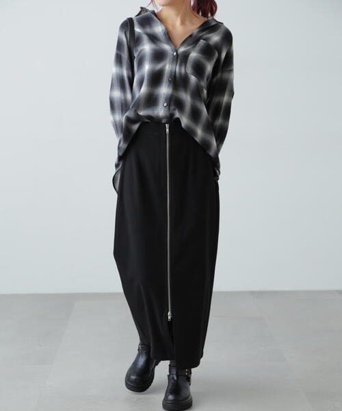 FREE'S MART（フリーズマート）の「[MFM]フロントジップストレートスカート（スカート・レディース・ブラック/グレー・SMALL/MEDIUM）」の12枚目の写真